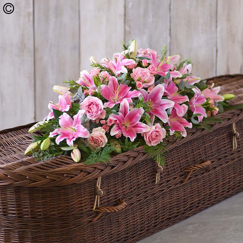 Pink Lily and Pink Rose Casket Spray